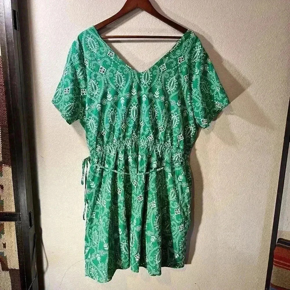 Draper James Mini Dress Womens XXL Green Fit & Flare Embroidered Eyelet Lined - Picture 2 of 7
